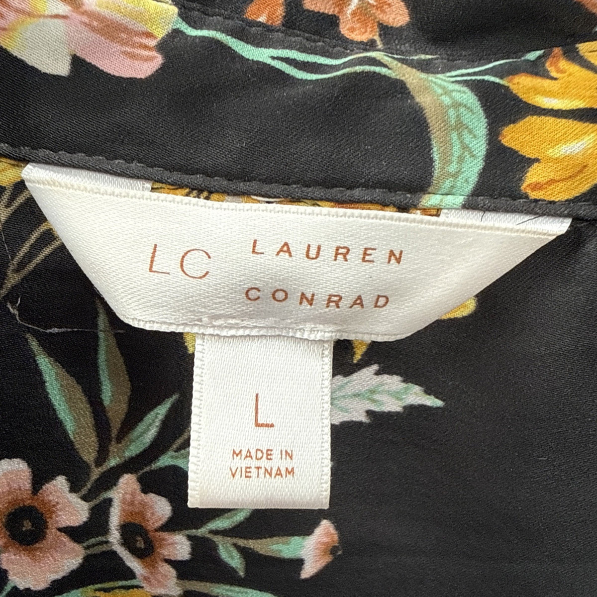 Lauren Conrad Women's Banded Knot Tie Hem Shirt Women’s Size L Boho