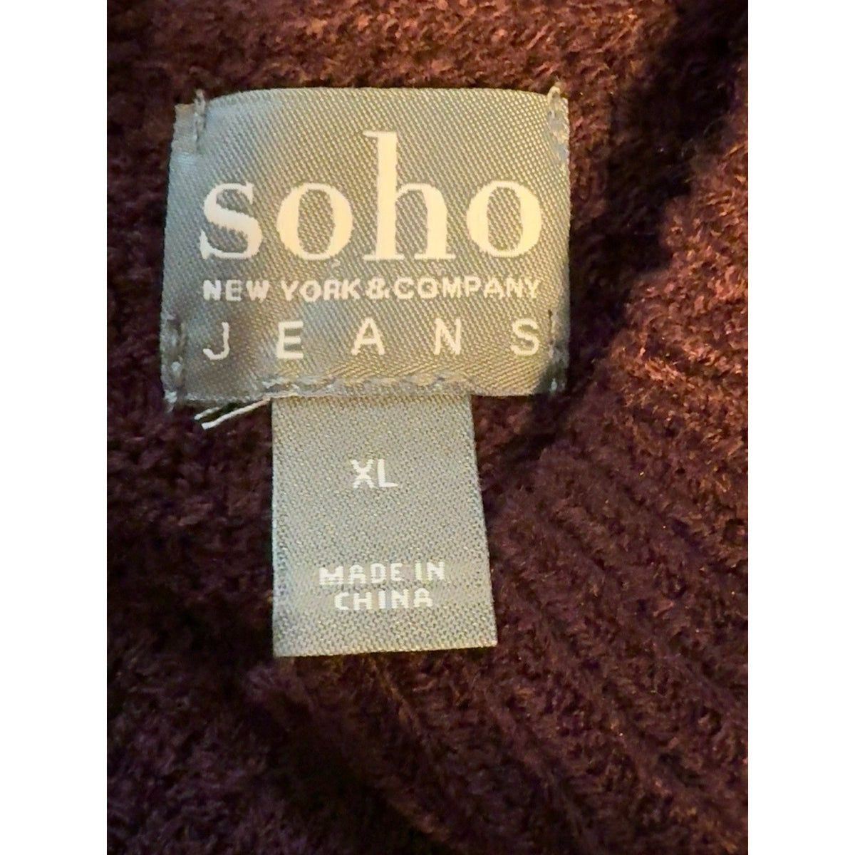 Soho New York & Company Sweater XL Burgundy Open Back Bow Tie Knit Pullover NWOT
