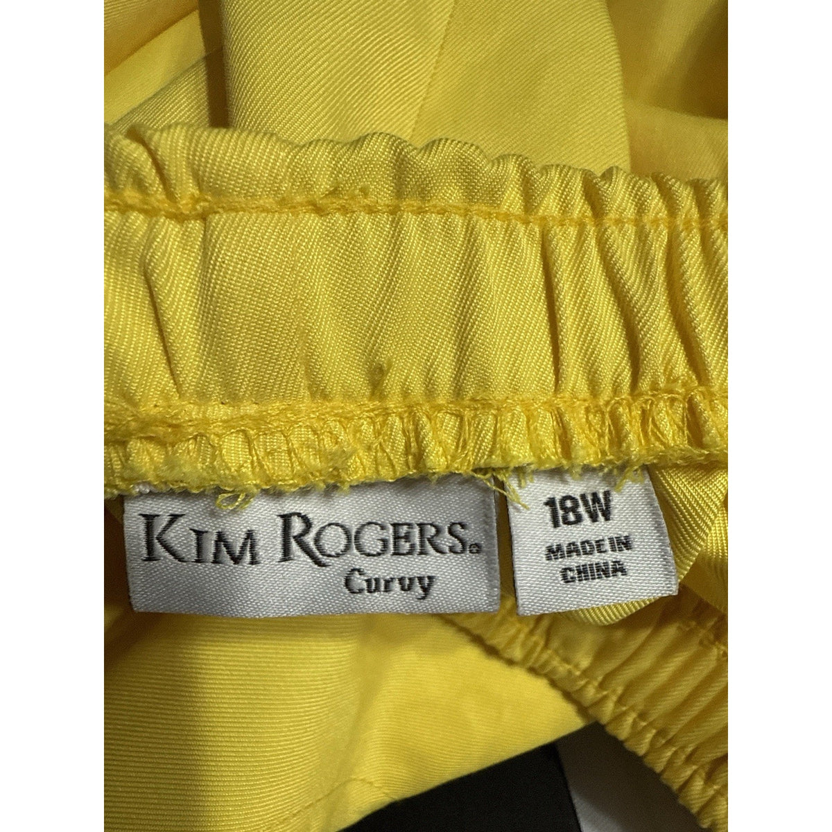 Kim Rogers Curvy Pull-On Pants 18W Yellow Elastic Waist Pockets Short Length