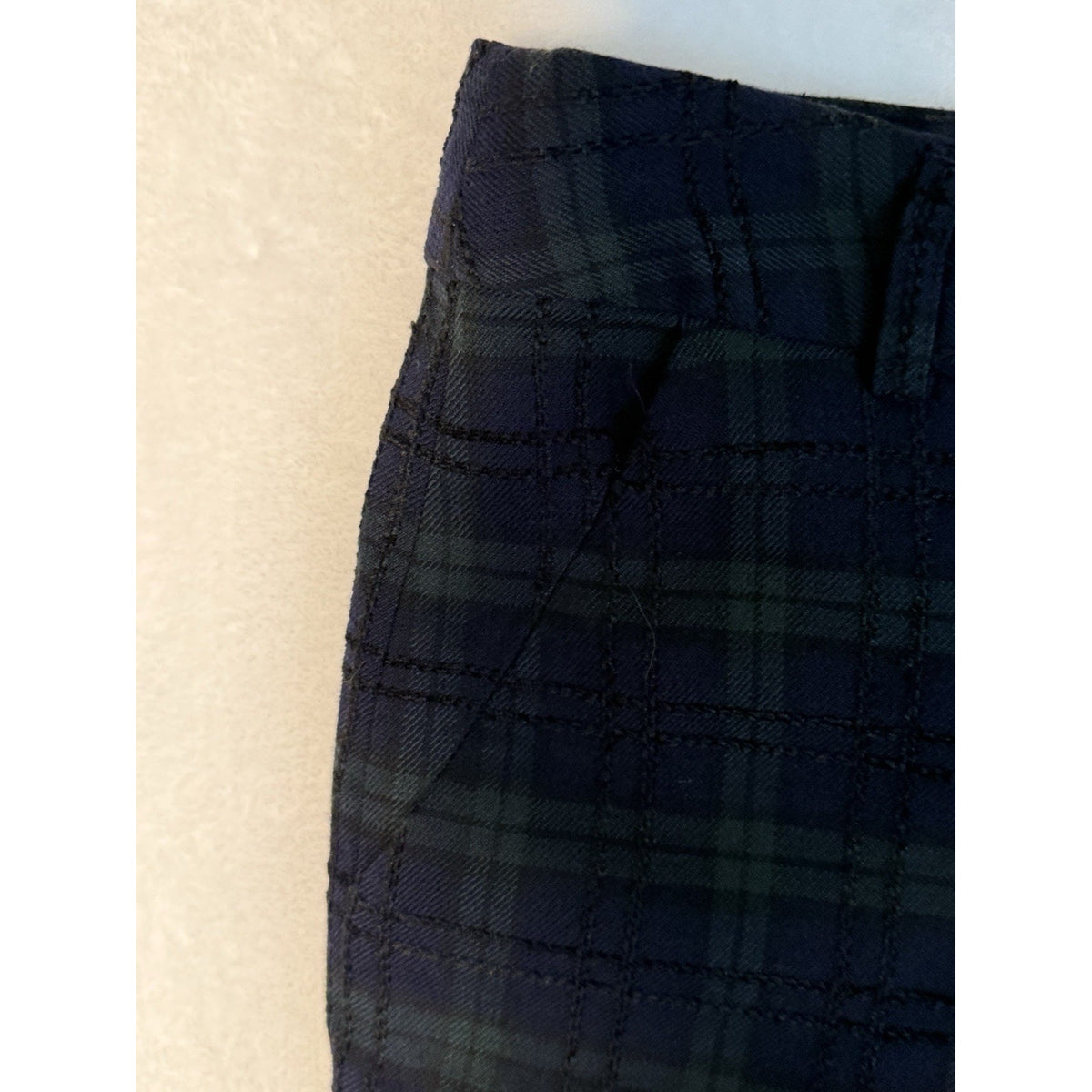 Crown & Ivy Cropped Straight Wide Leg Dress Pants Green Tartan Plaid Mid Rise 8