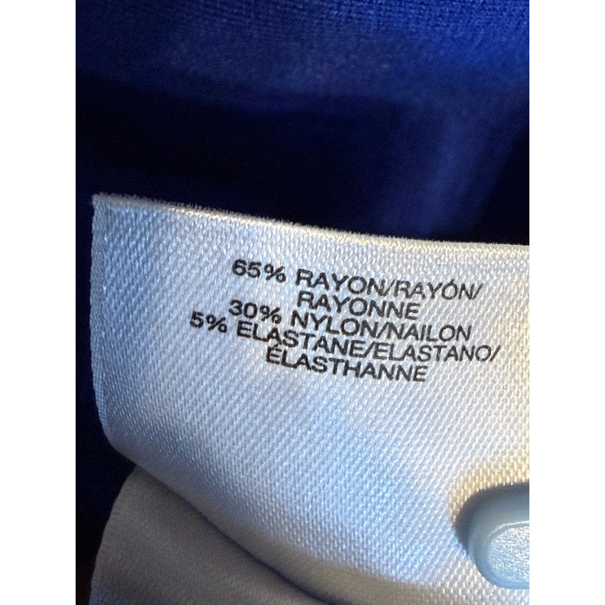 Anne Klein Blue Knit Top Women Small 3/4 Sleeve Stretch Minimalist Career Casual