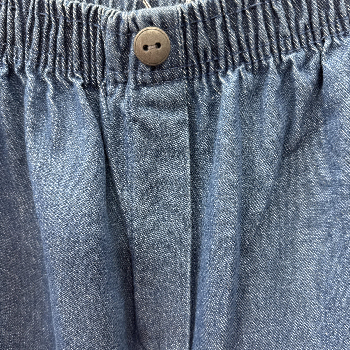 Woman Within Crop Pants Blue Jean Denim Elastic Waist Size 14W Pocket Comfort