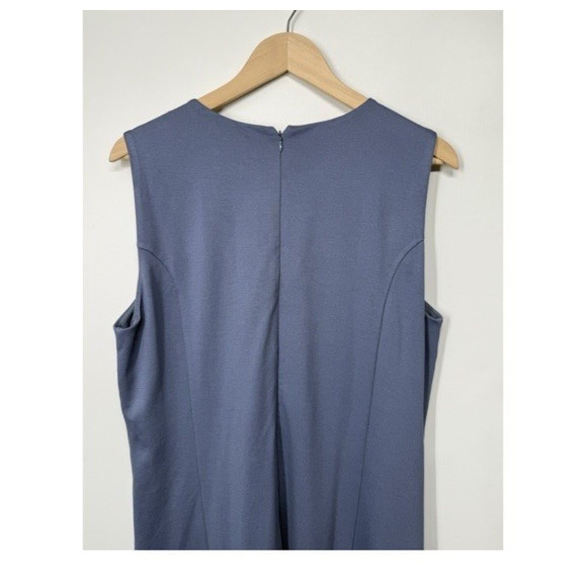 Ann Taylor Factory Sheath Dress Size 14 Blue Sleeveless Lined Back Slit Career