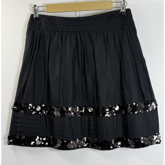 Ann Taylor Loft Petites Black Sequined Pleated Skirt Women’s Size 4P