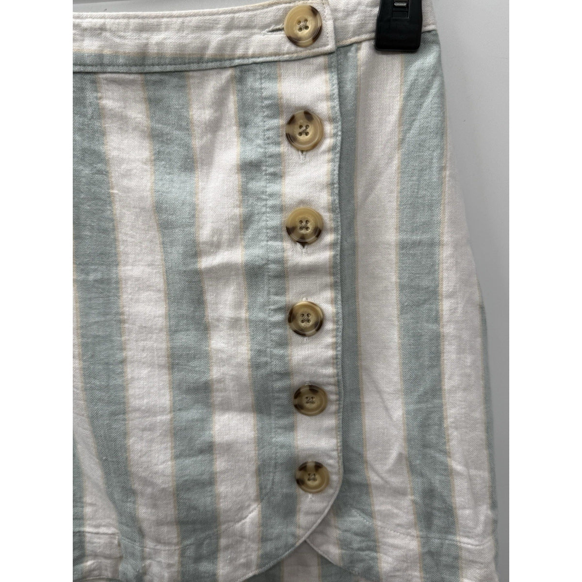 Abercrombie & Fitch Size XXS Linen Blend Striped Mini Skirt Button Front Coastal