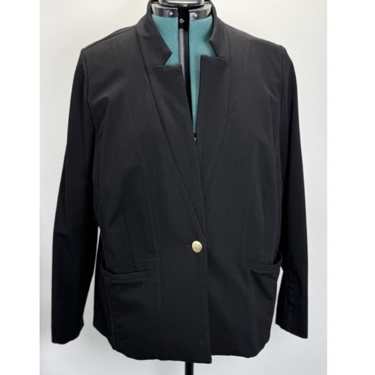 Eloquii Jacket Plus Size 24 Black One-Button Blazer Business Casual