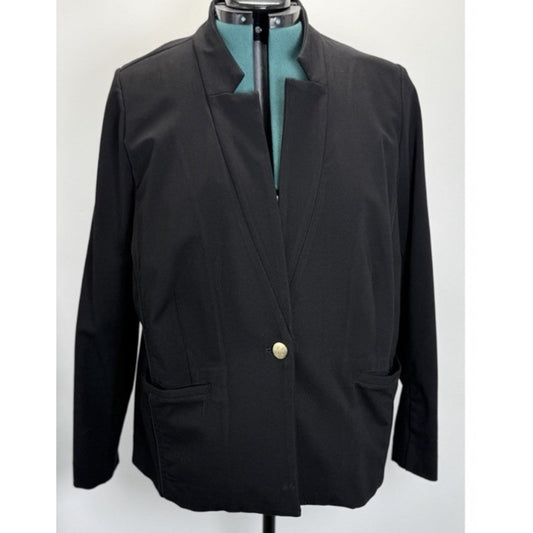 Eloquii Jacket Plus Size 24 Black One-Button Blazer Business Casual