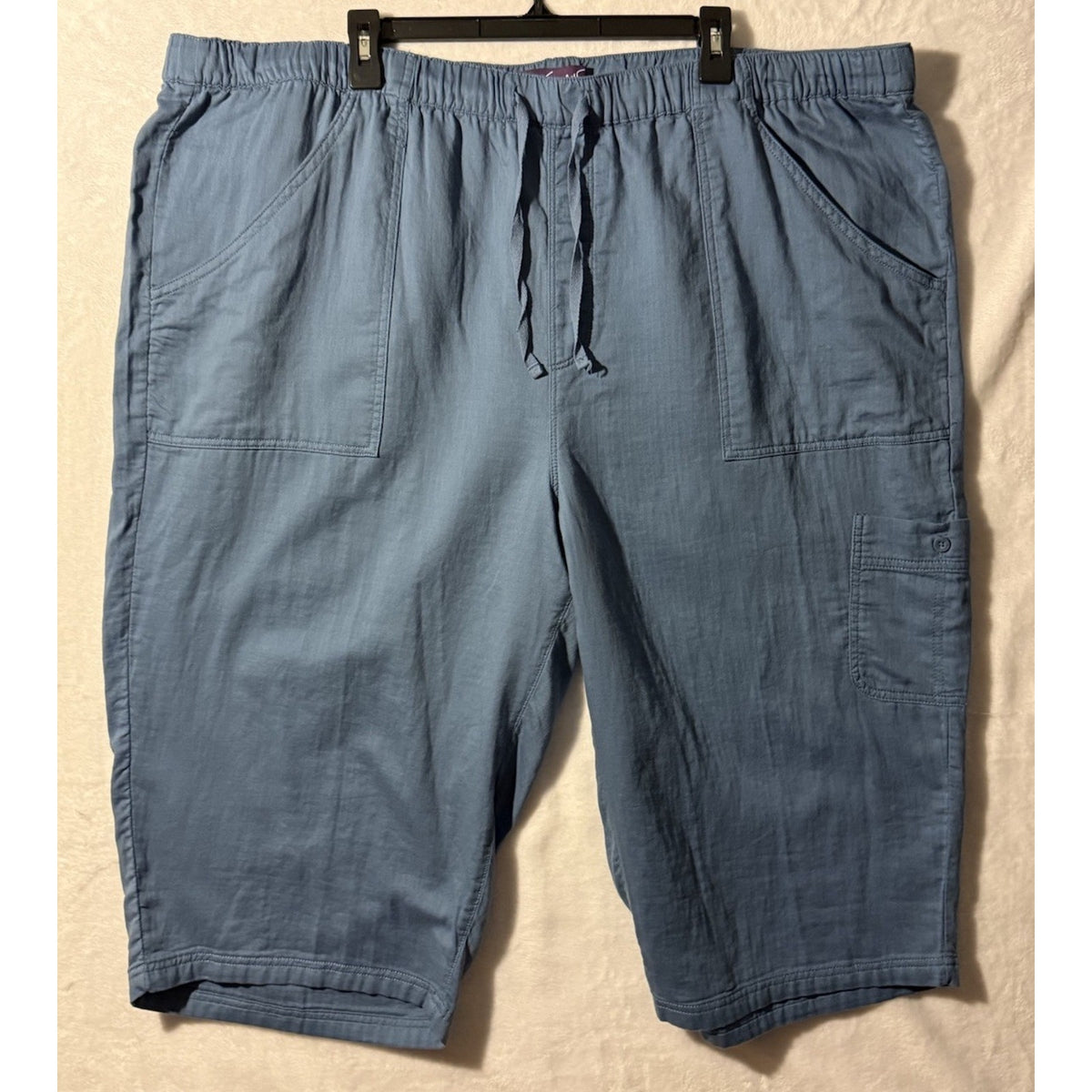 Gloria Vanderbilt Womens 3X Blue 100% Cotton Pull On Capri Crop Pants Pockets