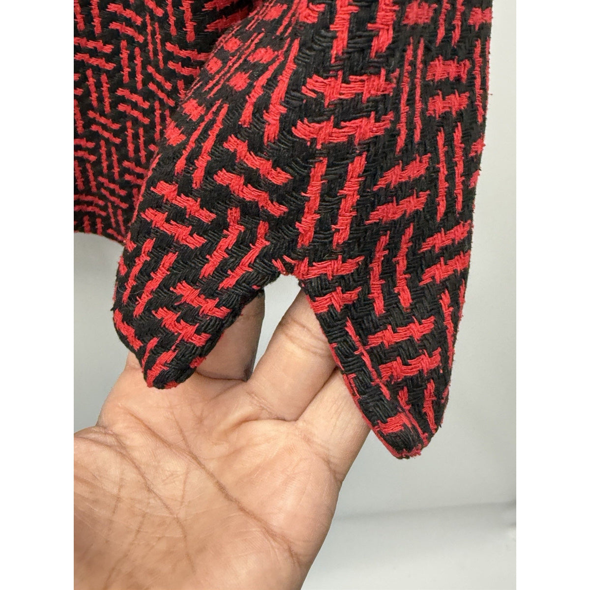 Ann May 100% Silk Woven Blazer Jacket Womens Large Red Black Textured