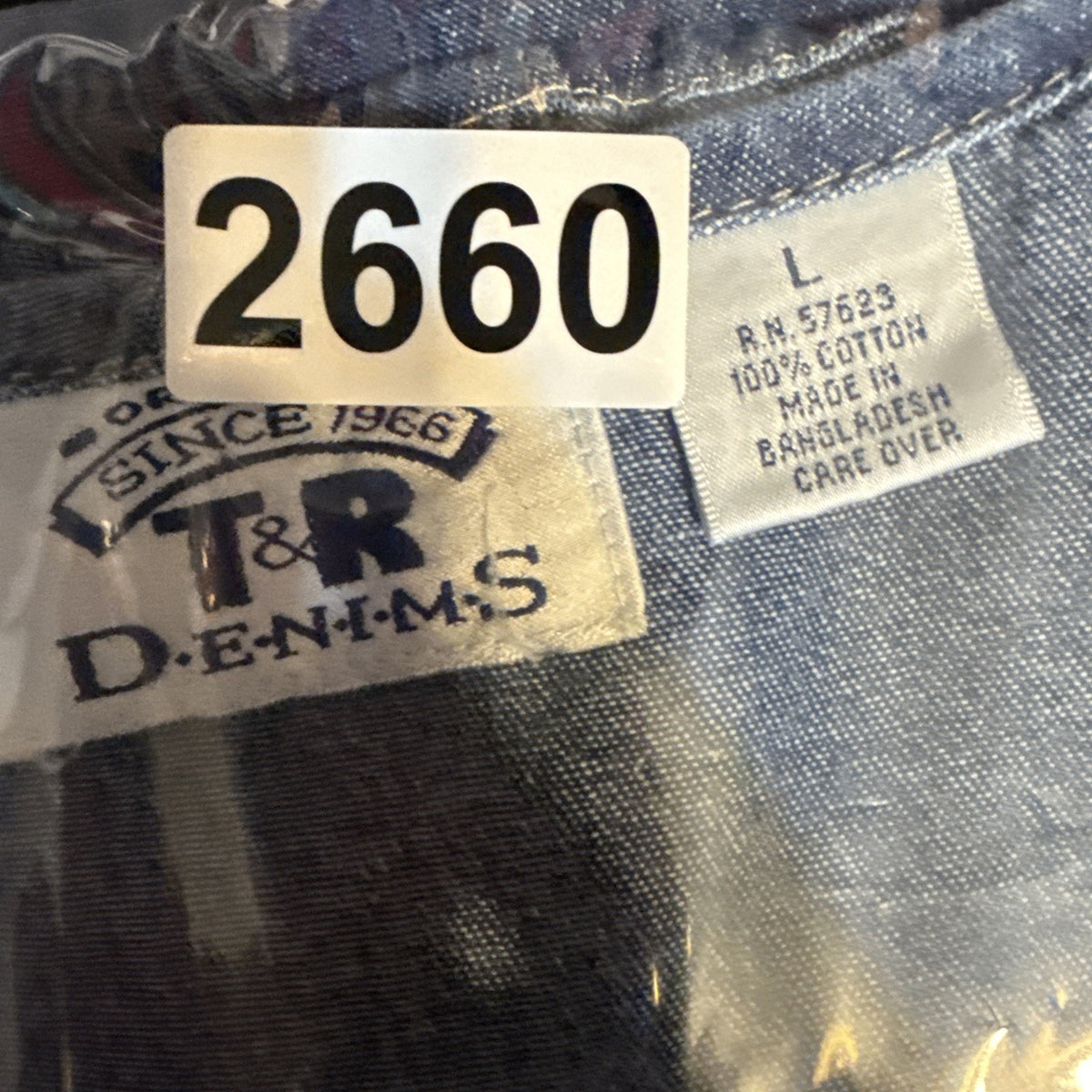 T&R Denims Embroidered Denim Sleeveless Midi Dress Womens L Button Front Vintage