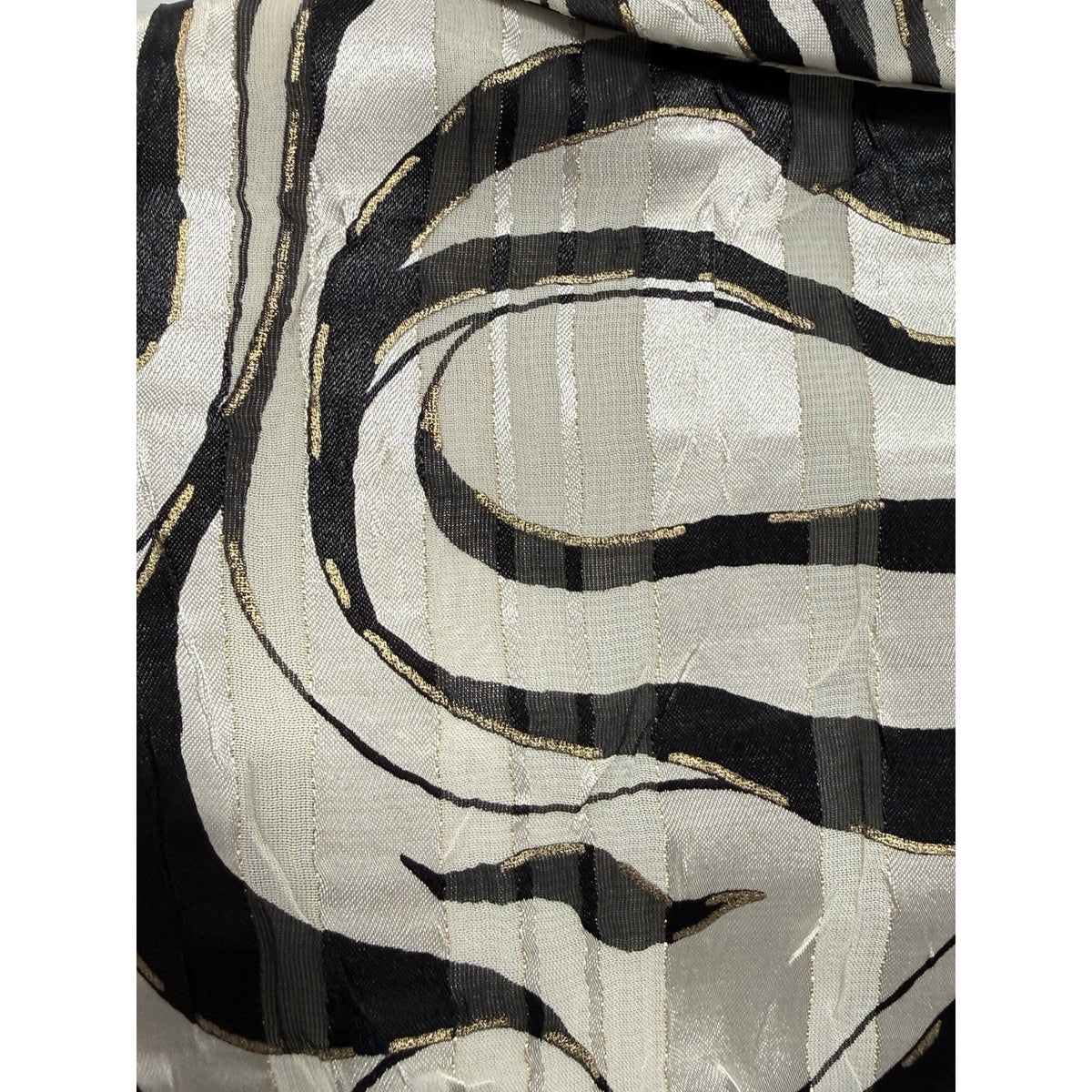 Alex Evenings Women’s L Black Ivory Abstract Tie Belt Lined 3/4 Sleeve Jacket