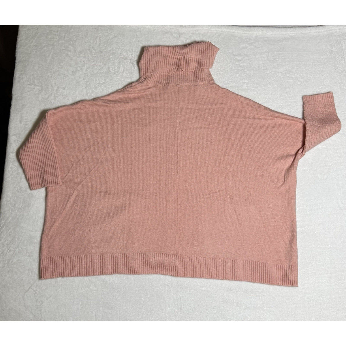 NWT LOFT Women XL Pink Turtleneck Sweater Oversized Dolman Batwing Cotton Knit