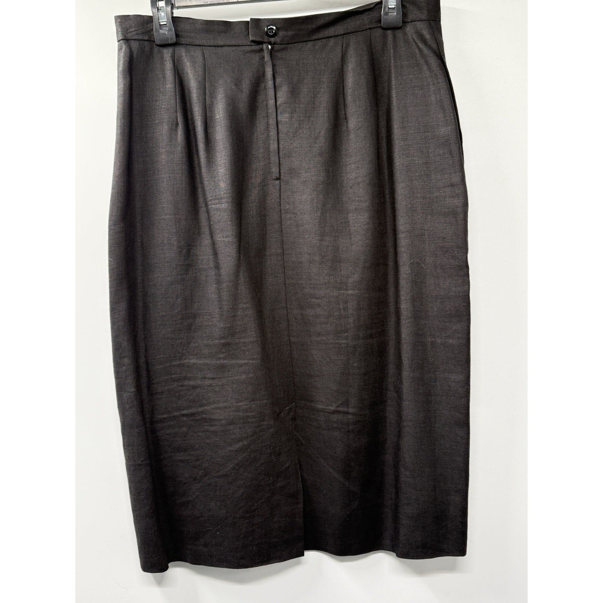 Women’s Unbranded Black 100% Linen Skirt Size 14 Lined Side Pockets Back Zipper