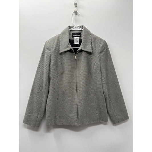 Sag Harbor Houndstooth Zip Front Jacket Womens Size 8 Career Classic Preppy