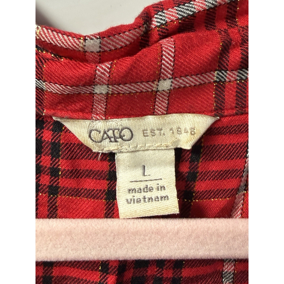 Cato Red Black Plaid Floral Back Tunic Top Pullover Oversized Size Large