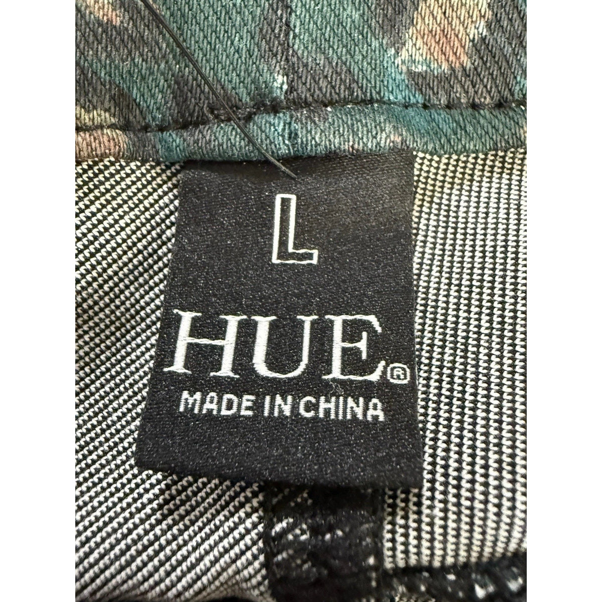 HUE Womens Leopard Print Leggings Green Pull On Stretch Pants Size Large