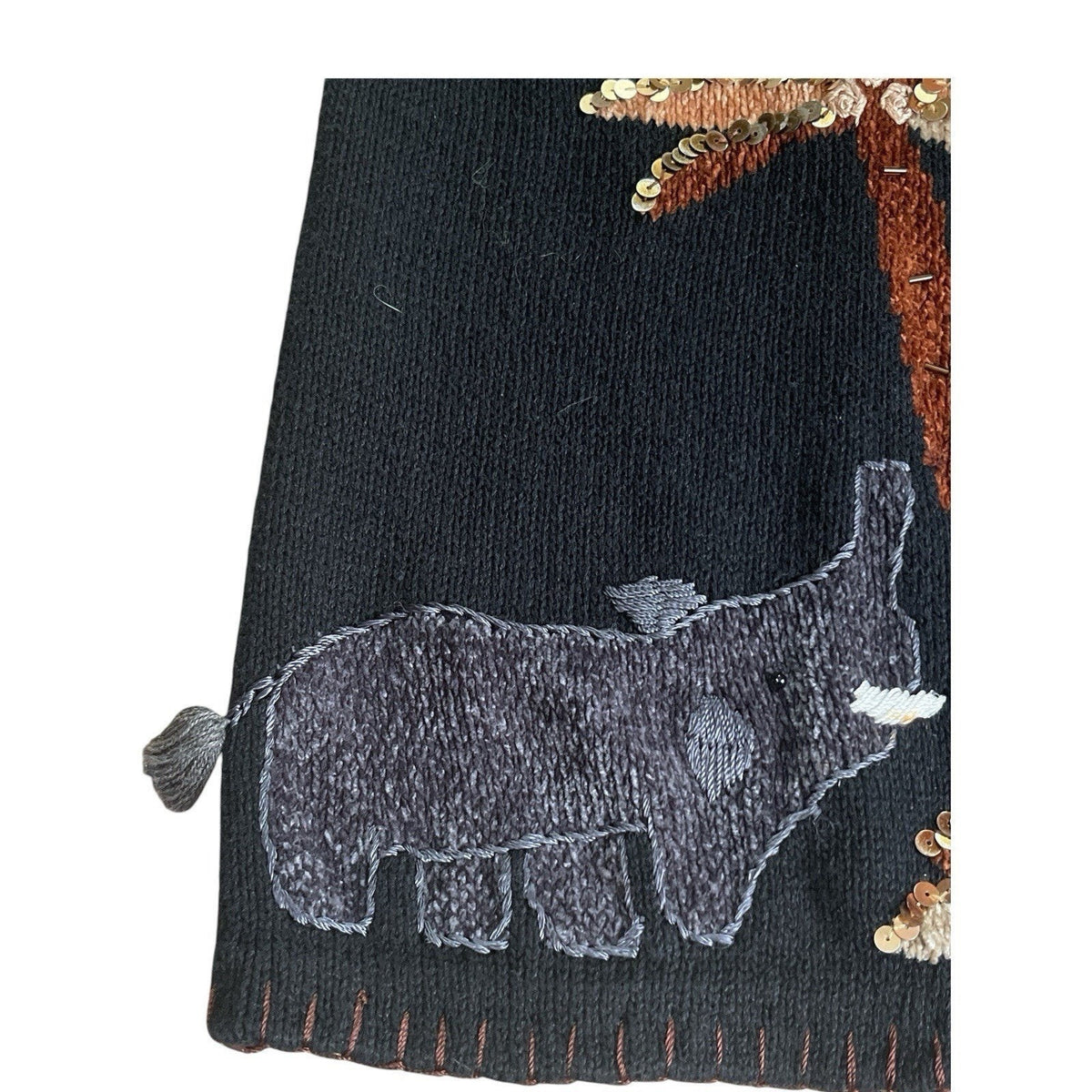 Victoria Woman 1X Embellished Jungle Cardigan Sweater – Sequin Animal Palmtrees