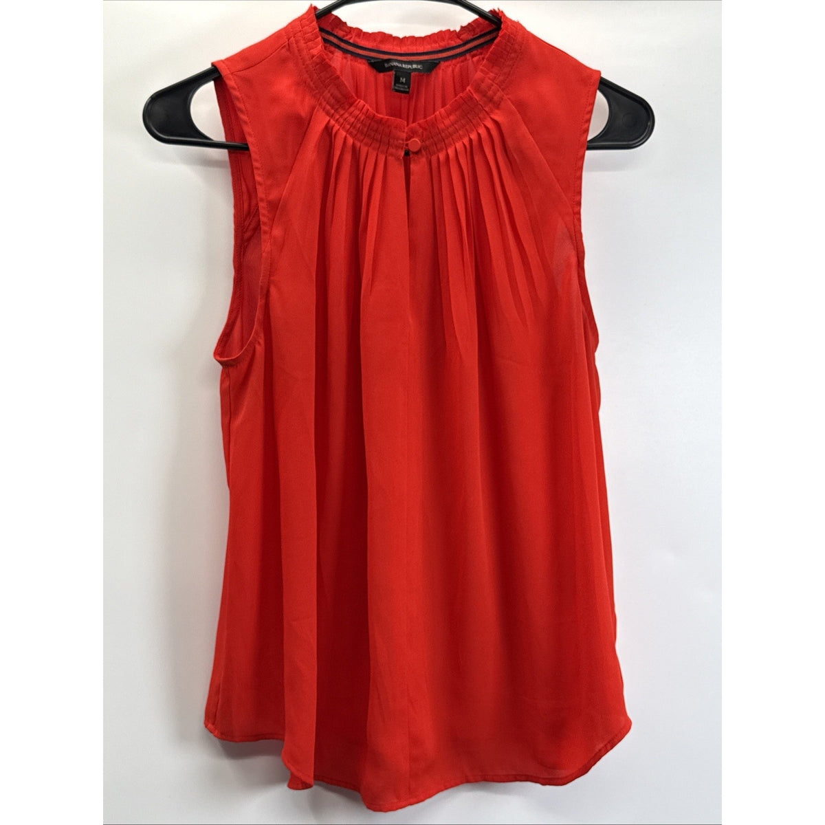 Banana Republic Red Front Peep Hole Sleeveless Office Pleated Shell Blouse M