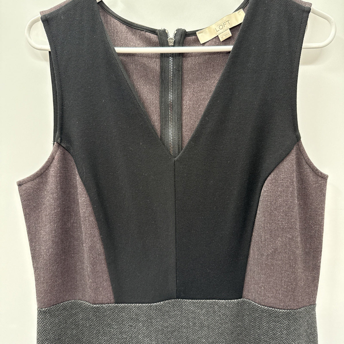 Ann Taylor Loft Woman's Black Purple and Gray Color Block Dress Size 10