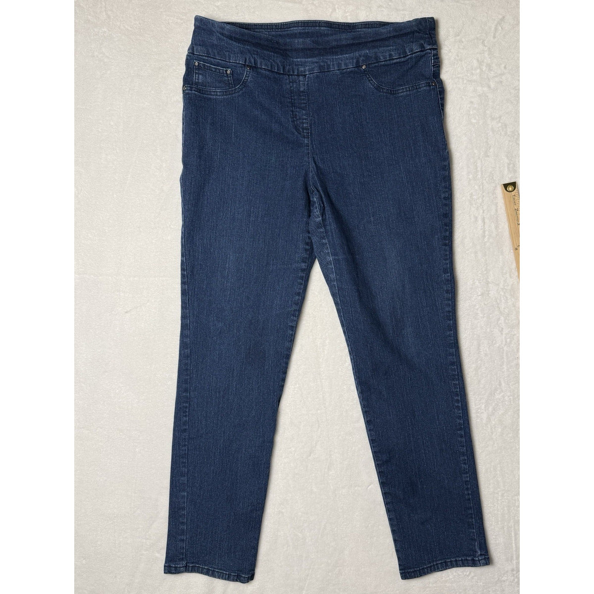 Ruby Rd Womens Jeans Size 12 Pull On Stretch Straight Leg Blue Denim 29 Inseam