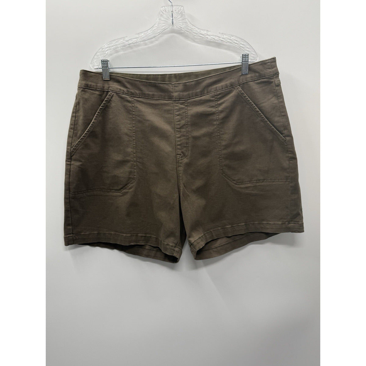 Nautica Jeans Womens XXL Olive Green Pull On Stretch Shorts Cotton Blend Pockets