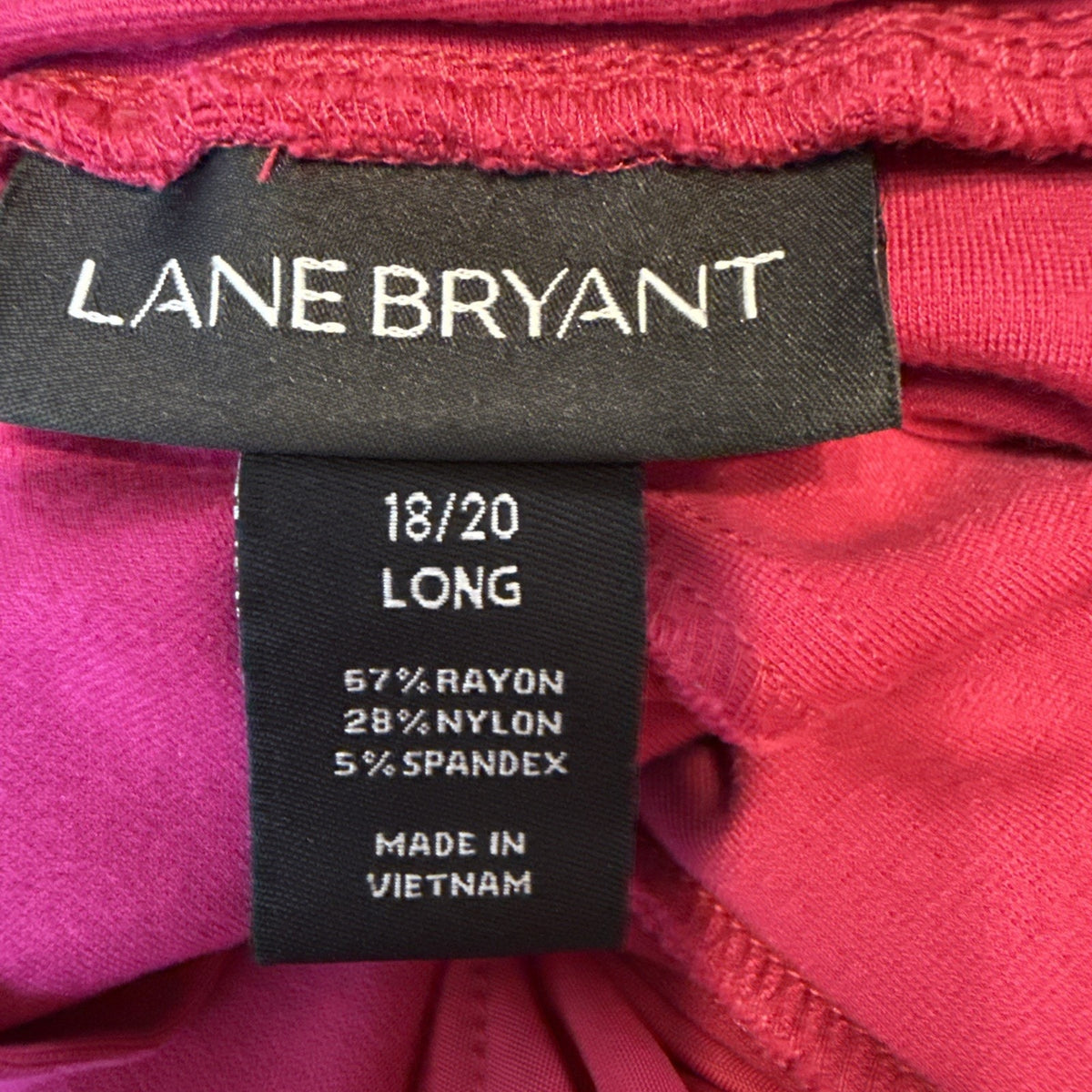 Lane Bryant Women pants pink pull on size 18/20 long stretch 33” Inseam