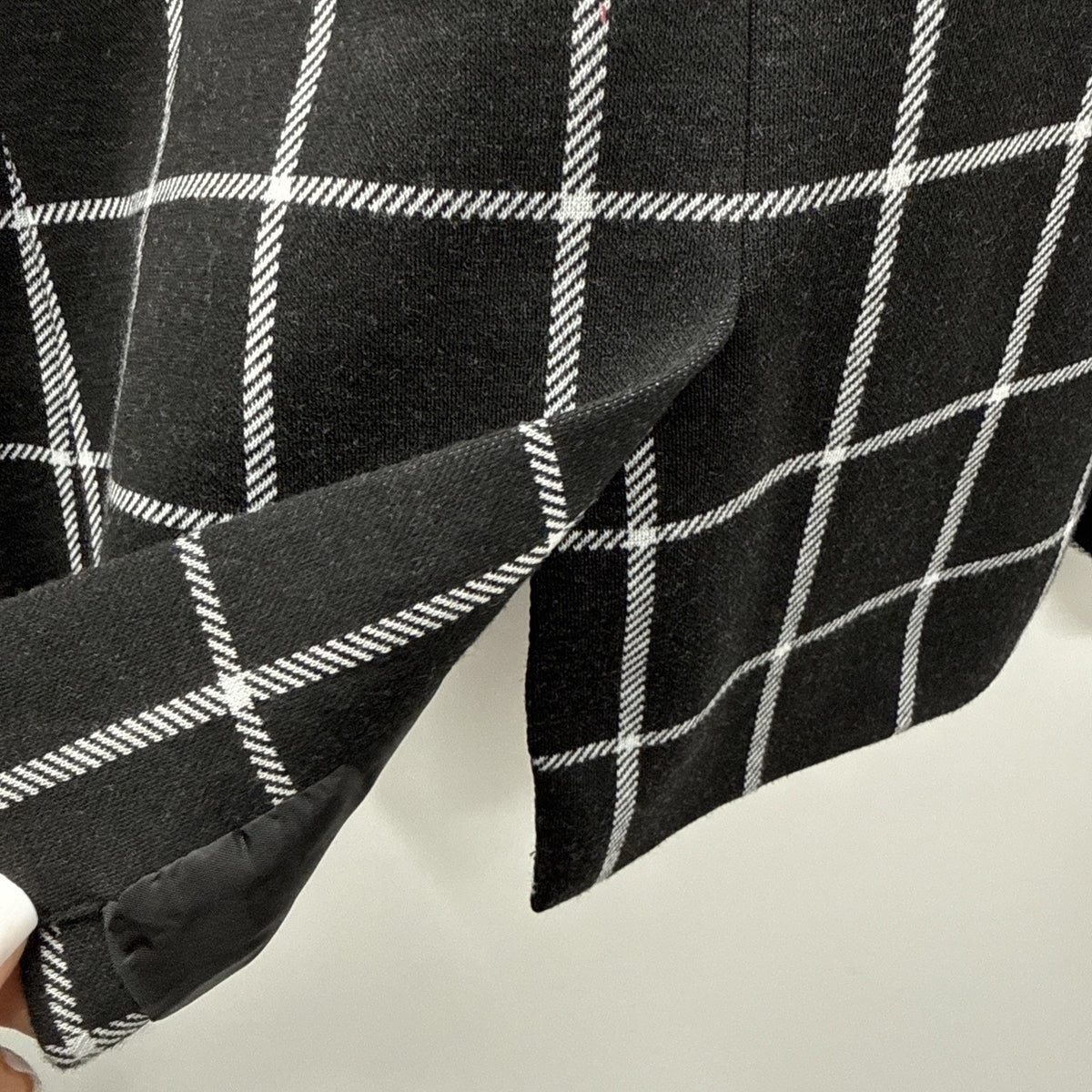Anne Klein Boyfriend Windowpane Open Front Blazer Women’s Size Small 3/4 Sleeve