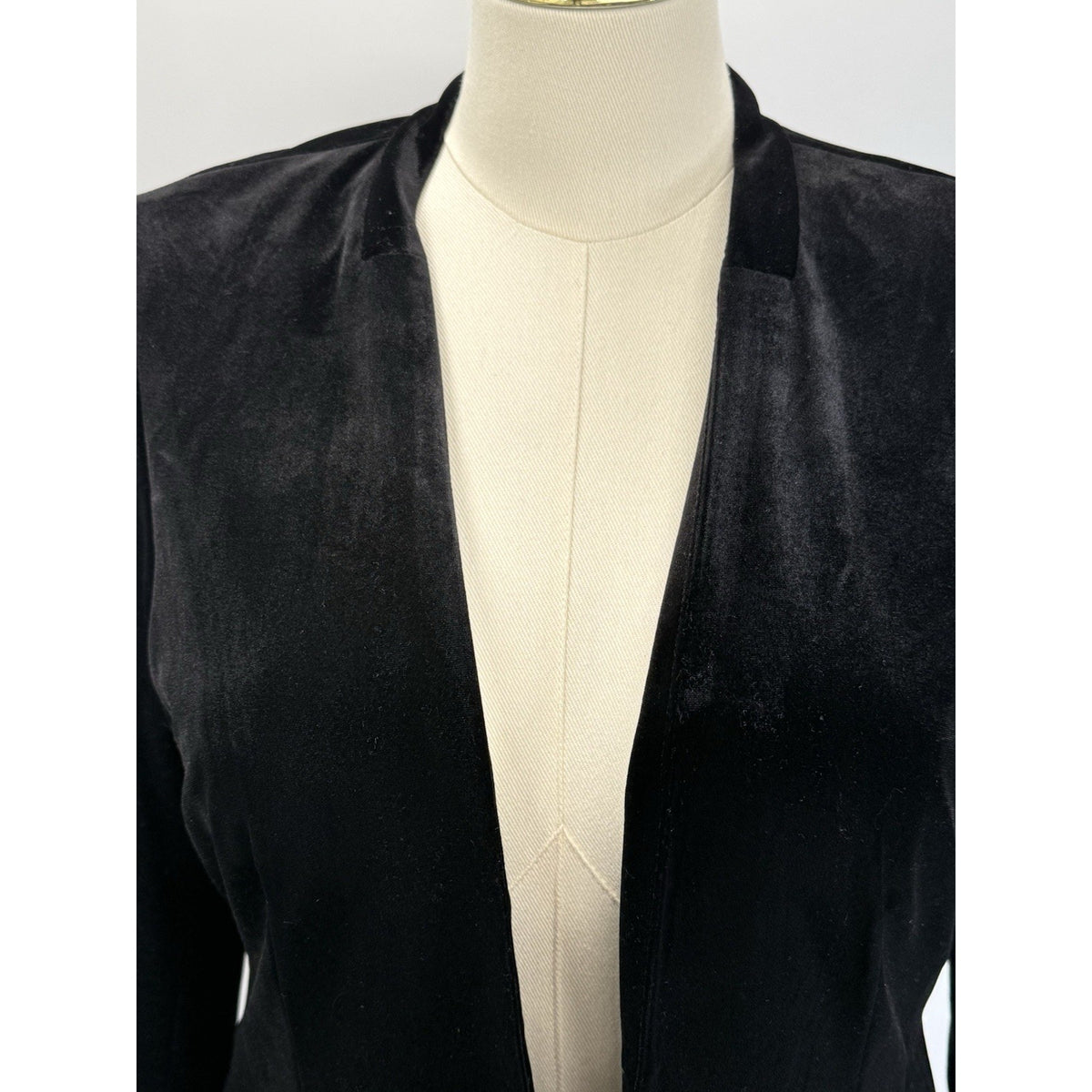 Eliza J Womens Black Velvet Blazer 1X 3/4 Length Ruched Sleeve