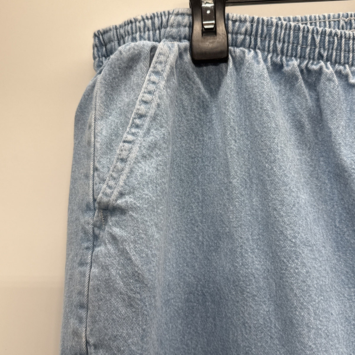 Chic Womens 24W Jeans Pull On Elastic Waist Blue Light Wash Pockets Casual