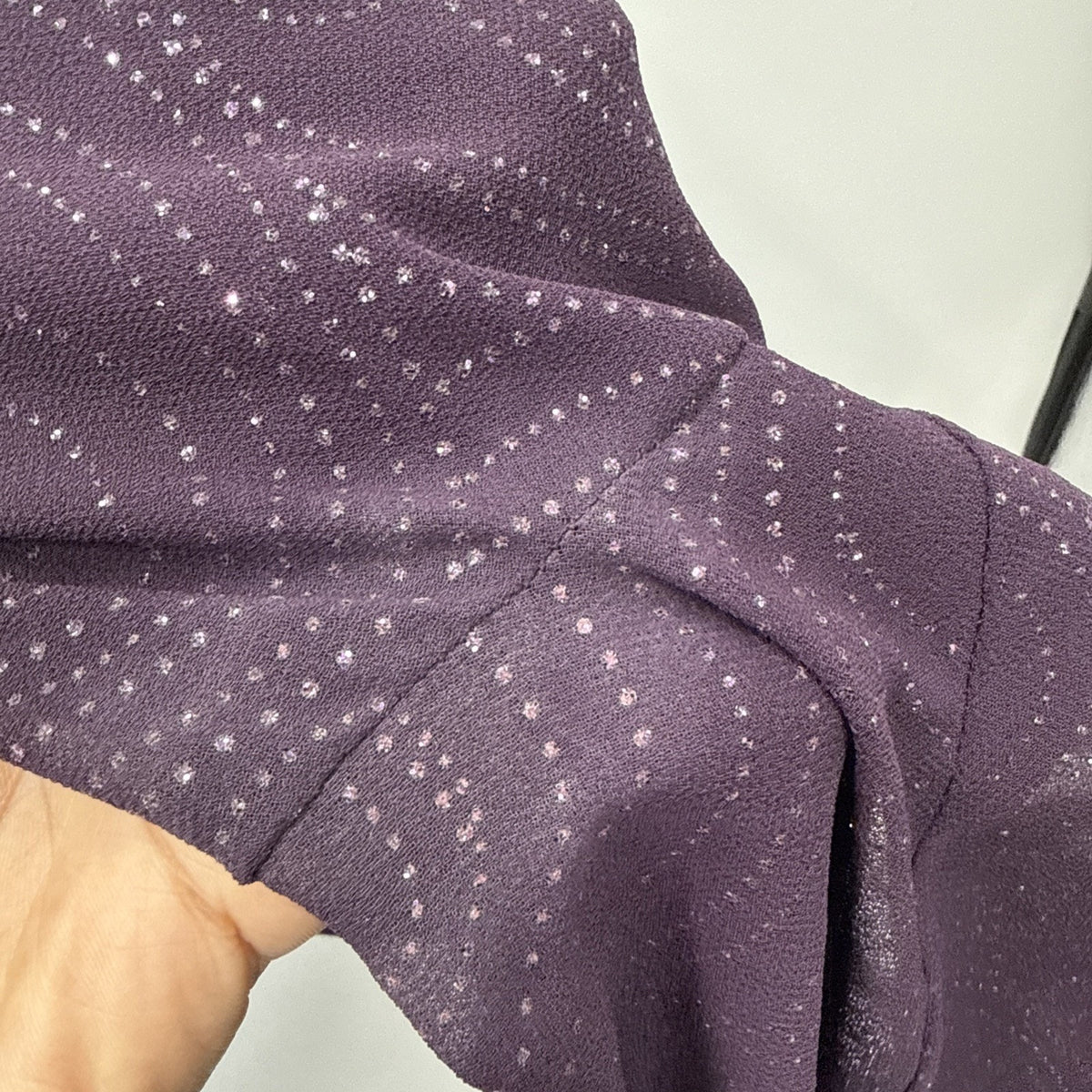 R&M Richards Size 12 Purple Sheer Beaded Glitter Open Front Jacket USA