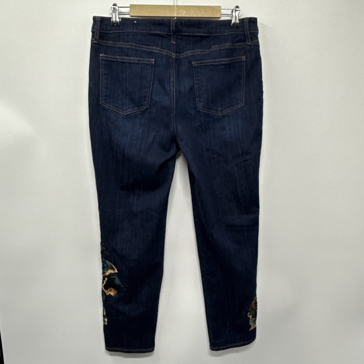 Chico’s So Slimming Girlfriend Jeans Women 12 Sequin Embroidered Ankle Denim Pan