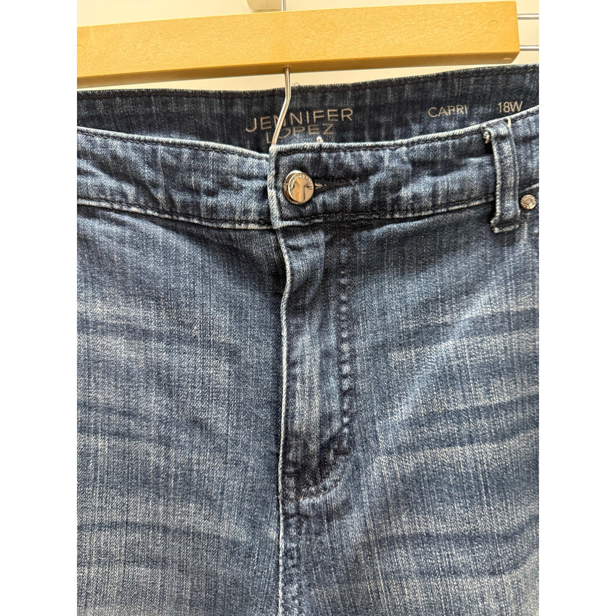 JLo Blue Jean Denim Cuff Pants 5 Pocket Distressed Women’s Size 18W