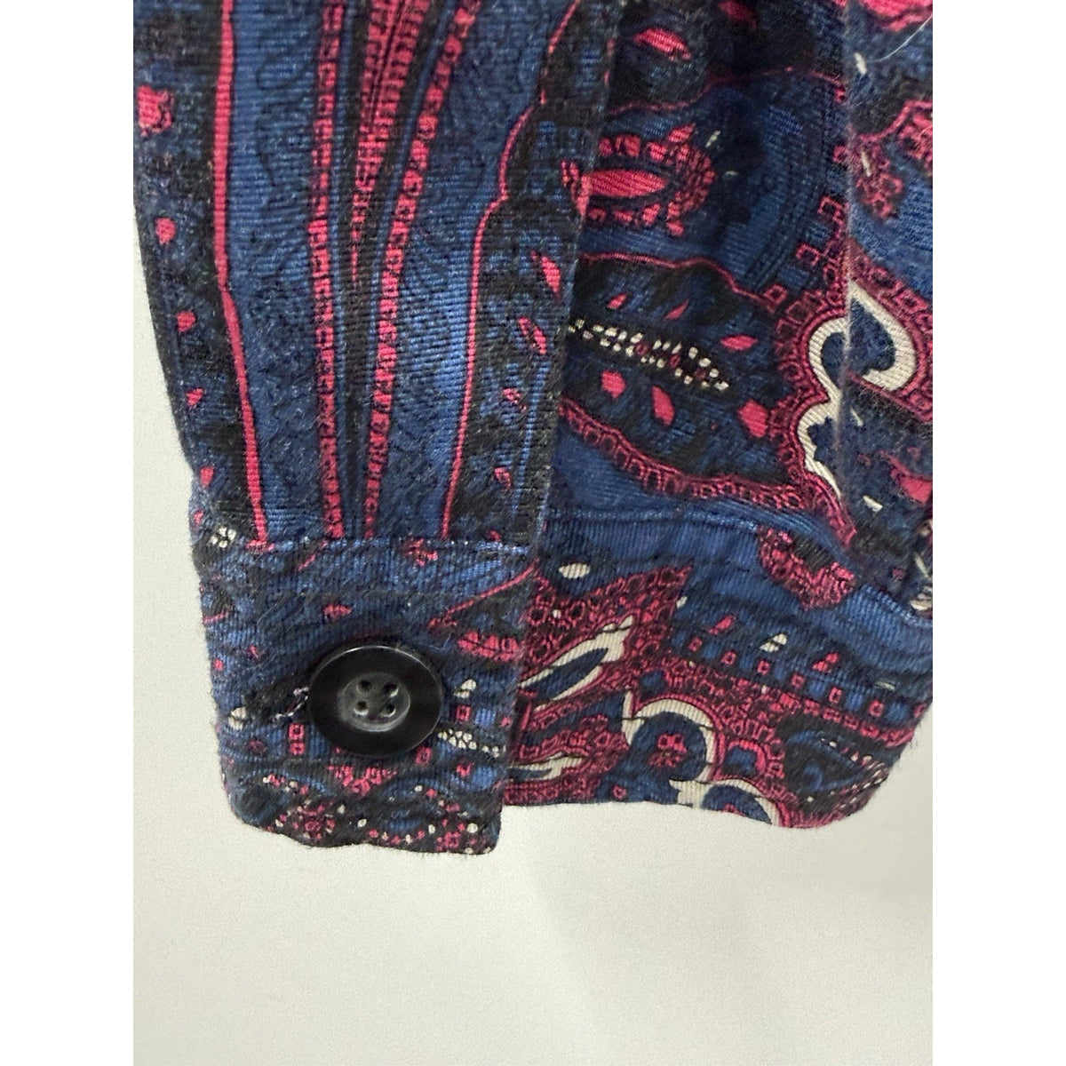 Charter Club Jacket Womens Large Blue Pink Paisley Twill LS Button Up Artsy