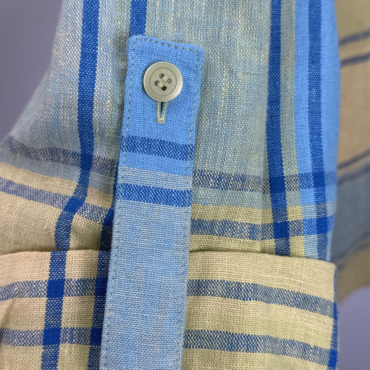 JM Collection Plaid Button Up Shirt Women Size 12 Multicolor Linen Blend