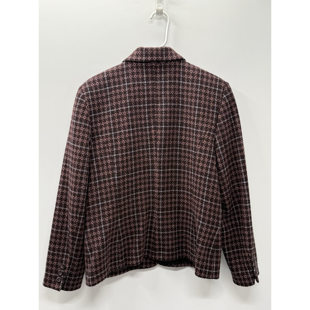 Amanda Smith Petites 10P Wool Blend Plaid Blazer Brown Pink Academia Jacket