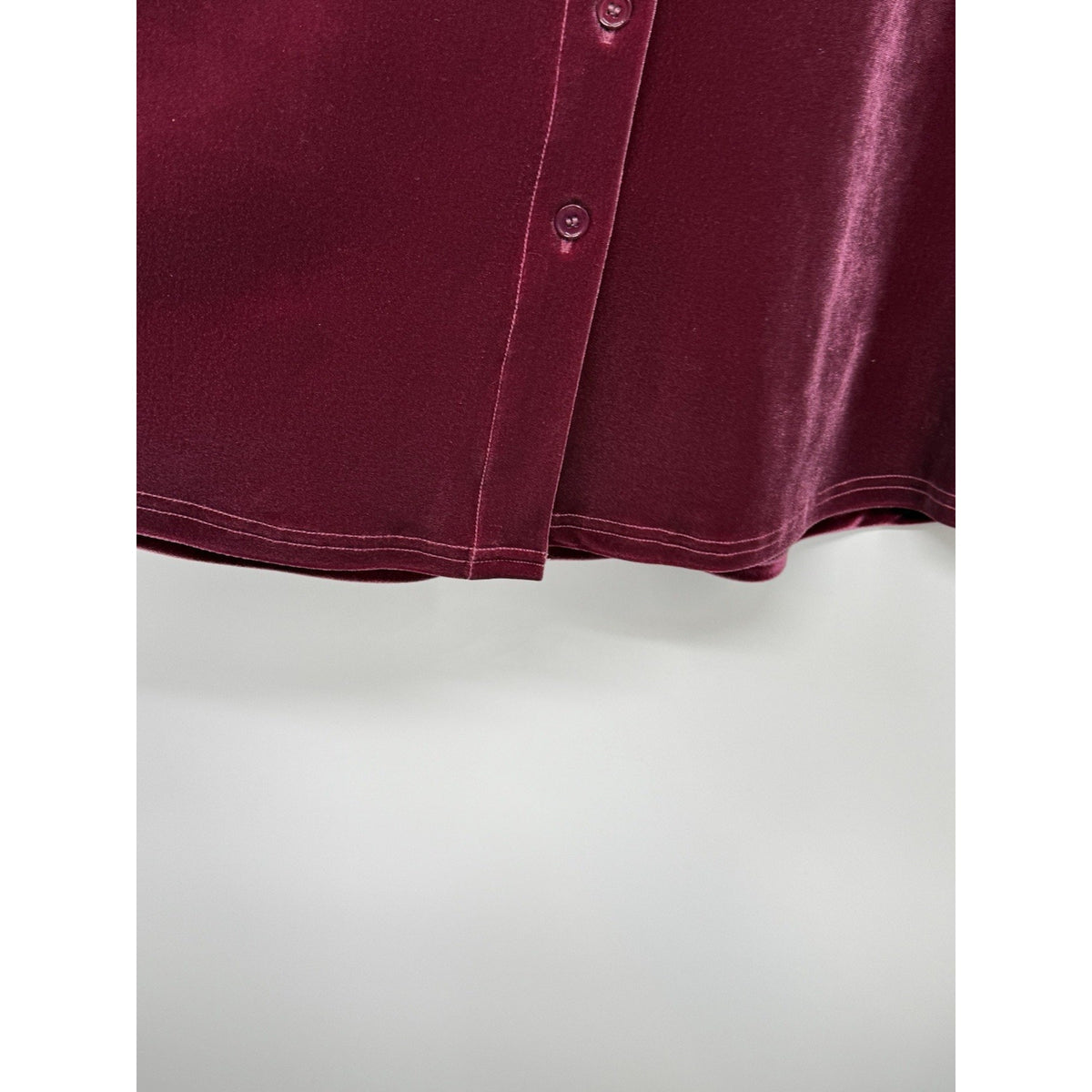 Soft Surroundings S Velvet Top Blouse Button Front Burgundy Stretch Soft