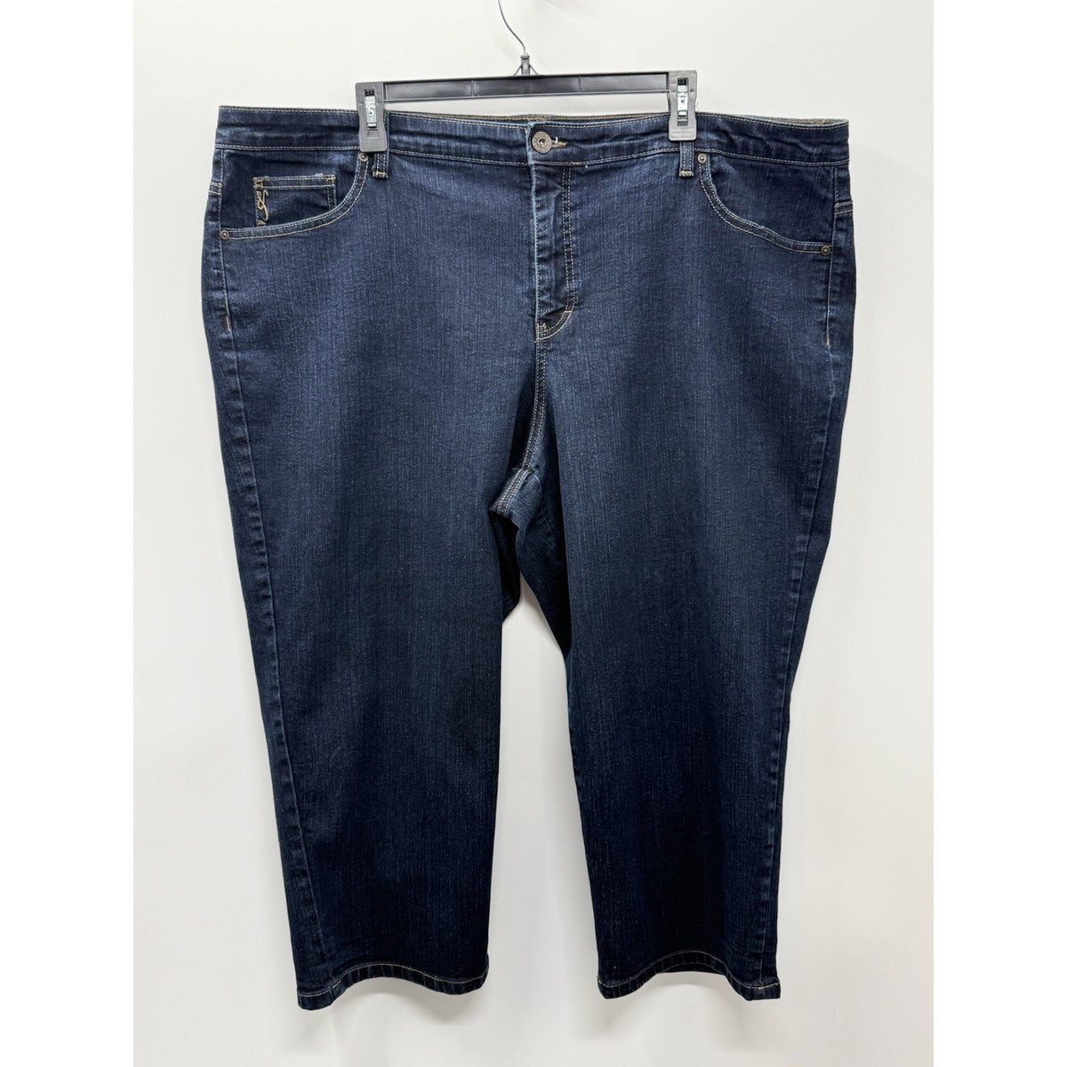 Style&co Women's Blue Denim Capri Jeans Dark Wash Stretch 5-Pocket Plus Size 22W