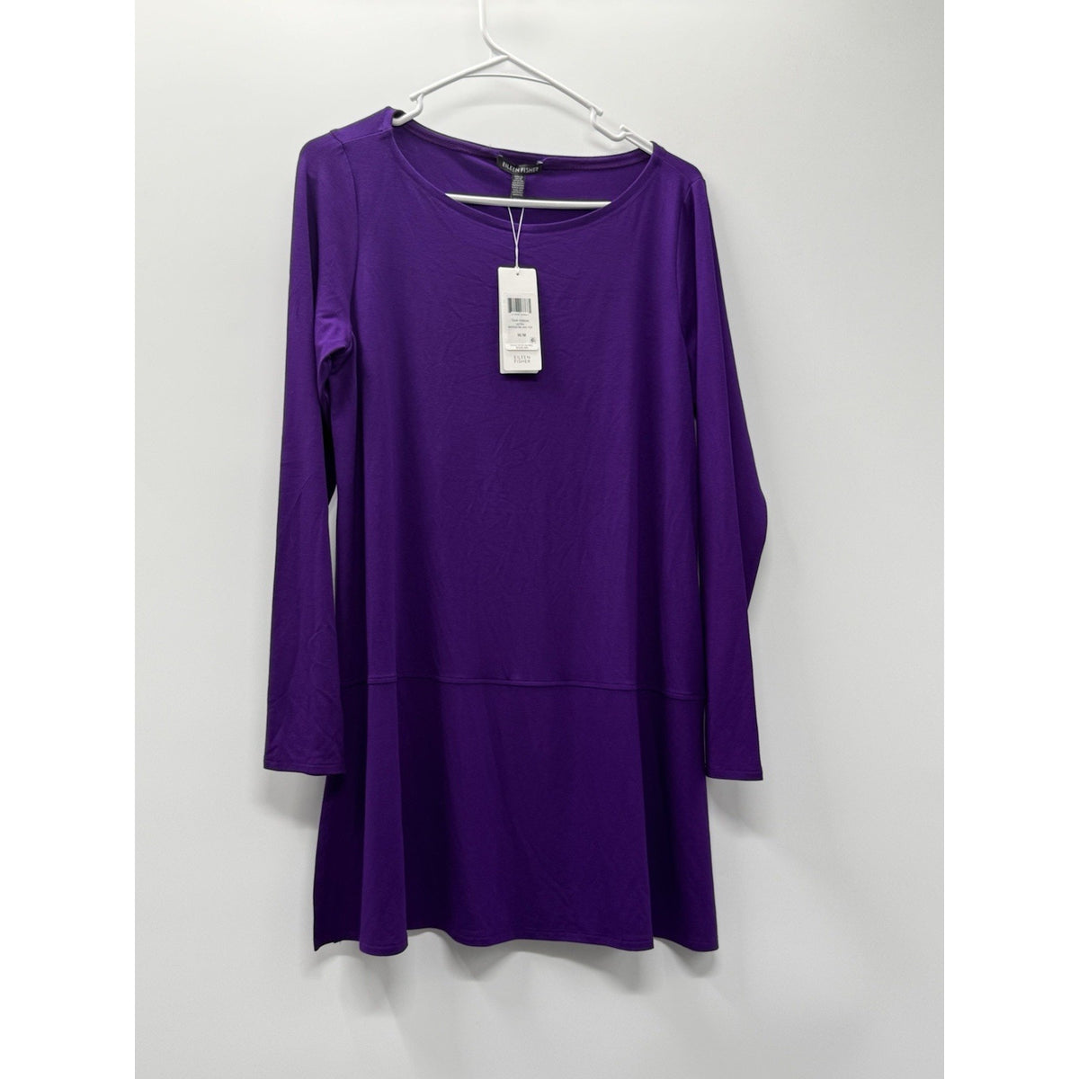 Eileen Fisher NWT Purple Bateau Neck Tunic Top Medium Viscose Stretch USA