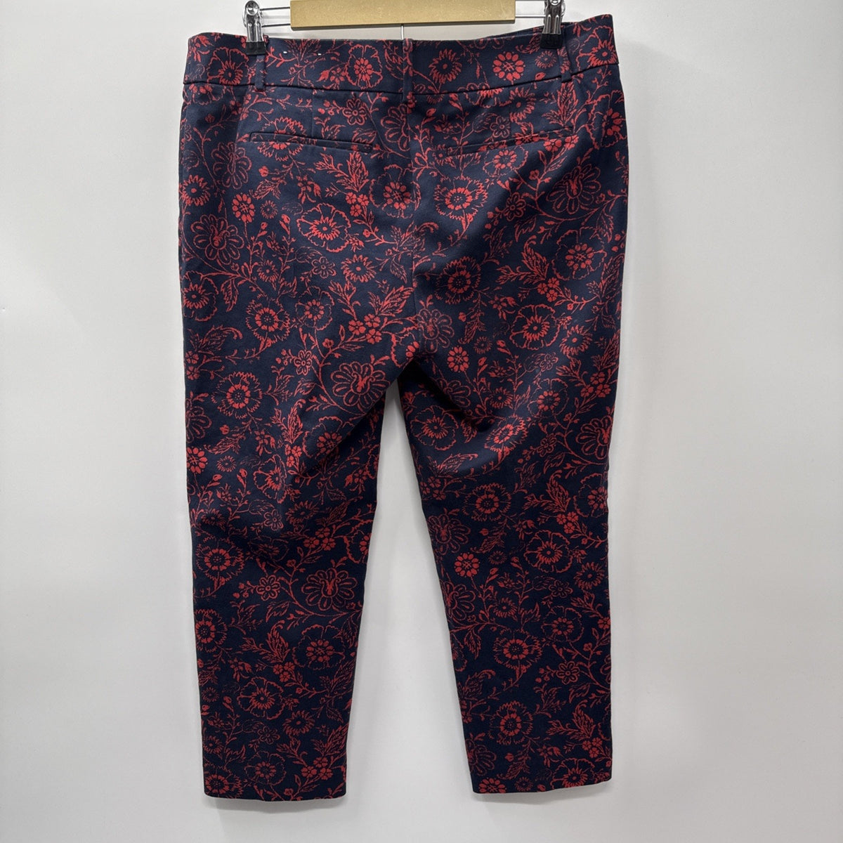 LOFT Ann Taylor Marisa Riviera Pants 12 Red Floral Damask Slim Ankle Crop