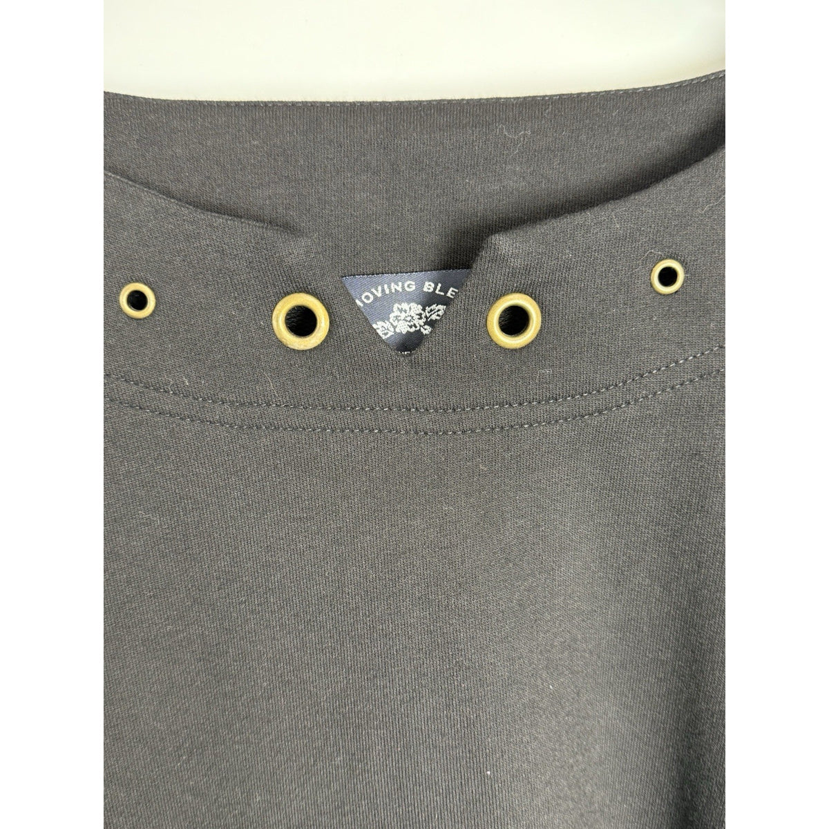 Moving Bleu Designers Originals Black Grommet Neck Top Women’s XL 3/4 Sleeve