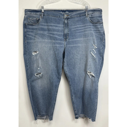 Old Navy Mid Rise Boyfriend Jeans Women’s Size 26 Distressed Raw Hem