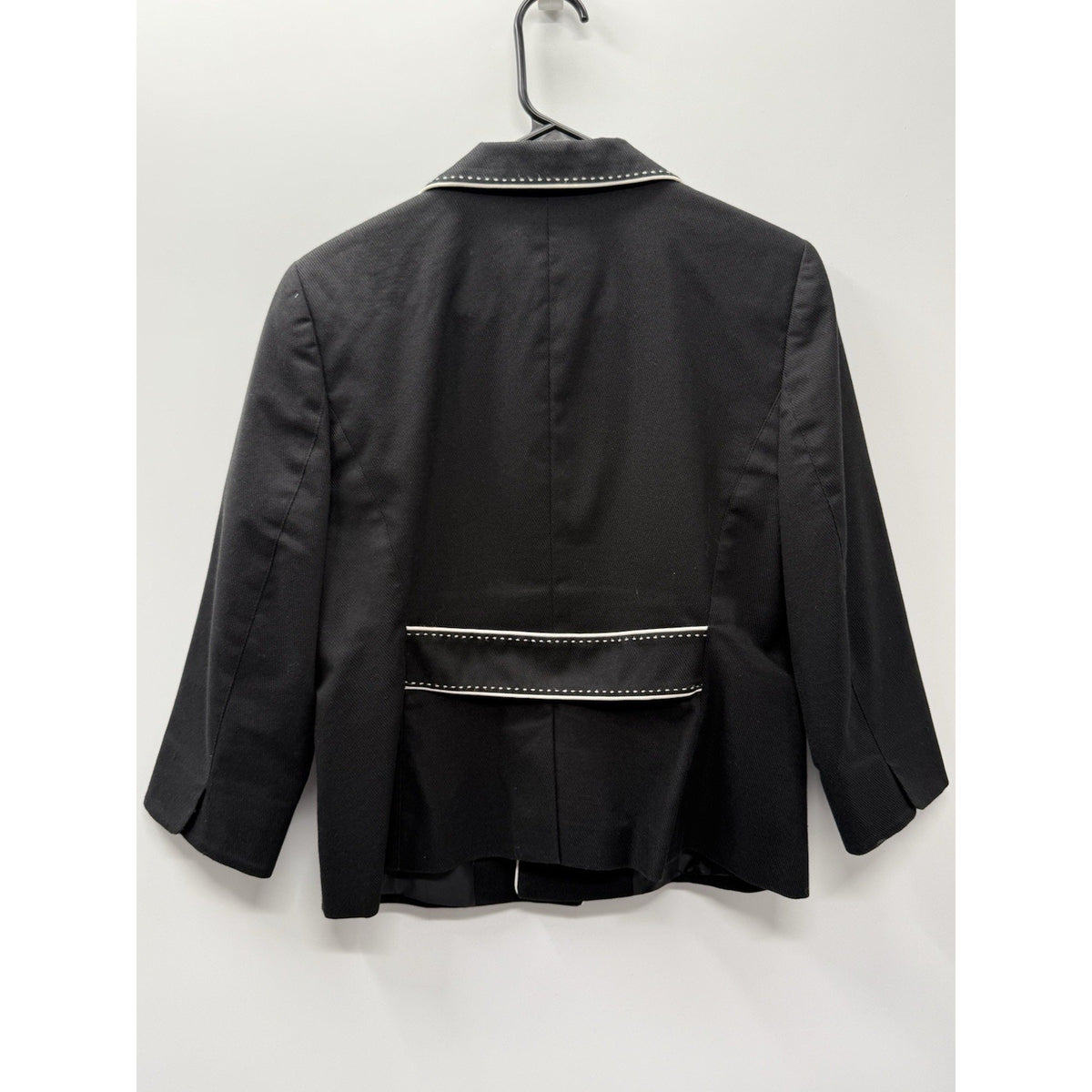 Ann Taylor Petites 10P Black Blazer White Contrast Trim Career Jacket 3 Button