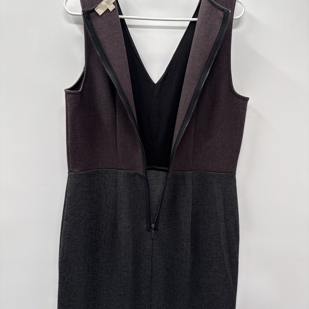 Ann Taylor Loft Woman's Black Purple and Gray Color Block Dress Size 10