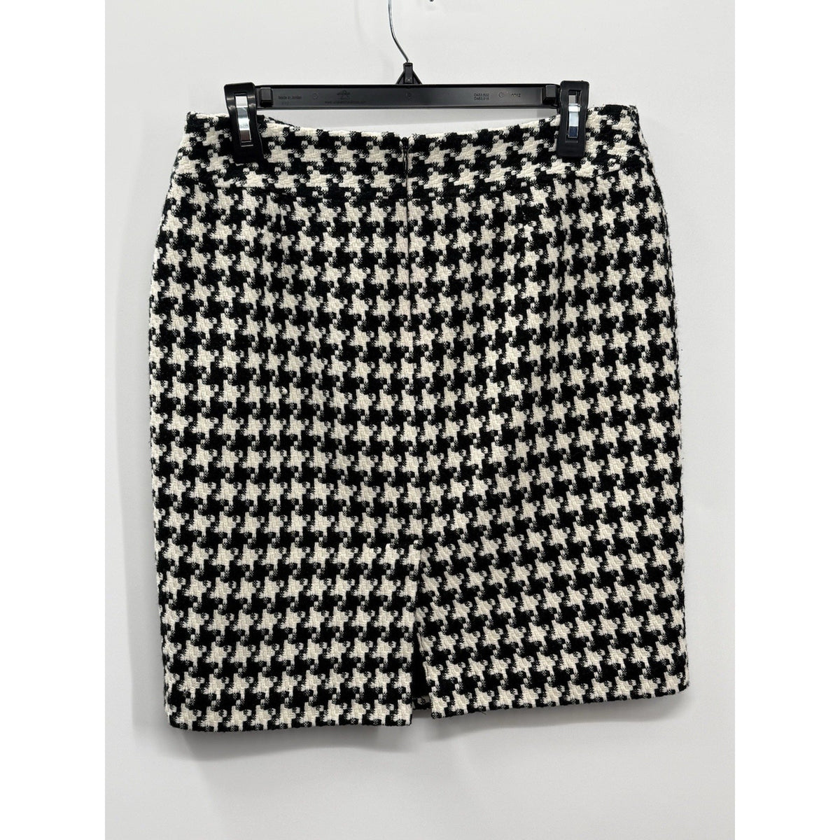 Style & Co Black White Houndstooth Pencil Skirt Wool Blend Lined Classic Size 6