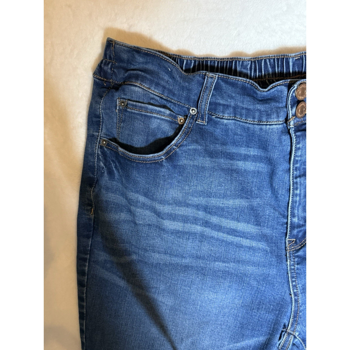 Terra & Sky Women 1X 16W 18W Ankle Jeans Stretch back Elastic Waist Straight Leg