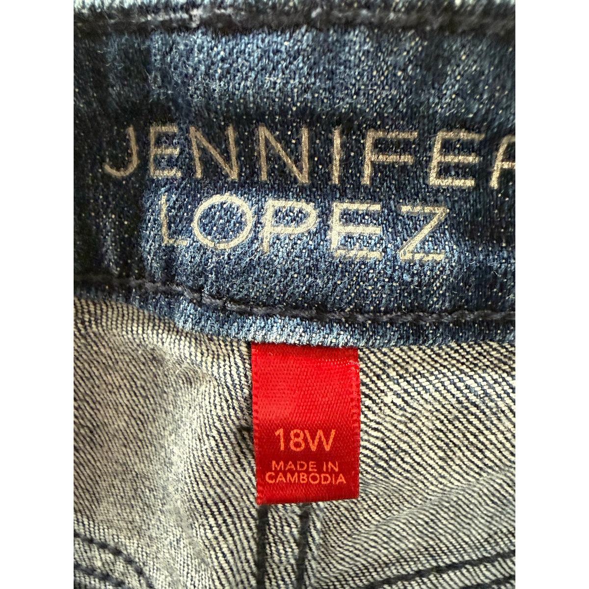 JLo Blue Jean Denim Cuff Pants 5 Pocket Distressed Women’s Size 18W