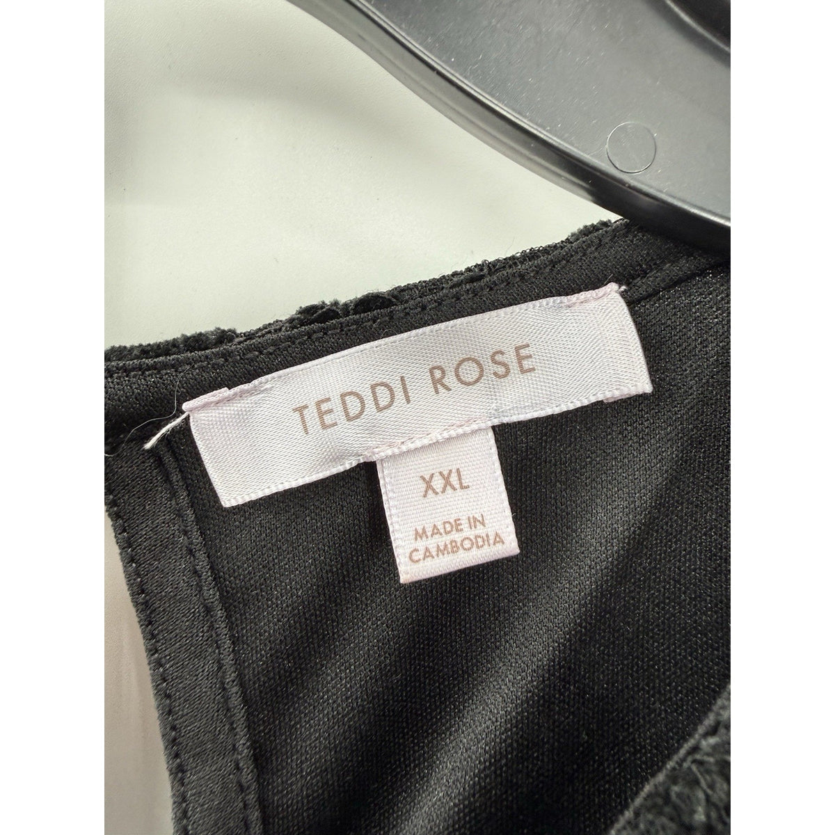 Teddi Rose Velvet Lace Top Womens XXL Black Burnout Short Sleeve Blouse