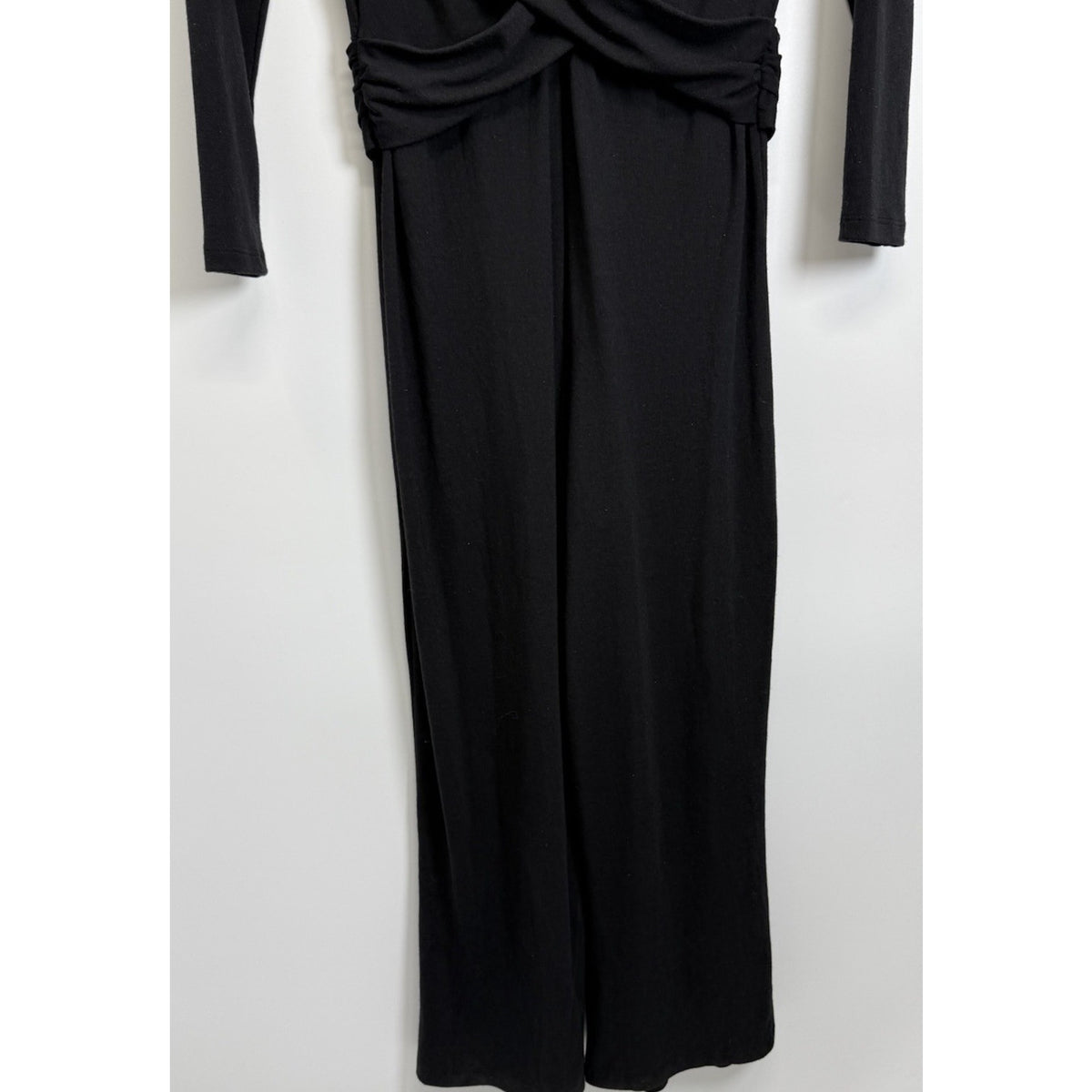 Old Navy Woman's Black Jumpsuit/Jumper Faux Wrap Wide Leg Size Large Casual
