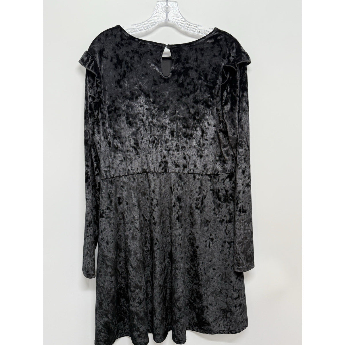 Mossimo Supply Co. Womens Black Velvet A-Line Dress Keyhole Ruffle Sleeve XL