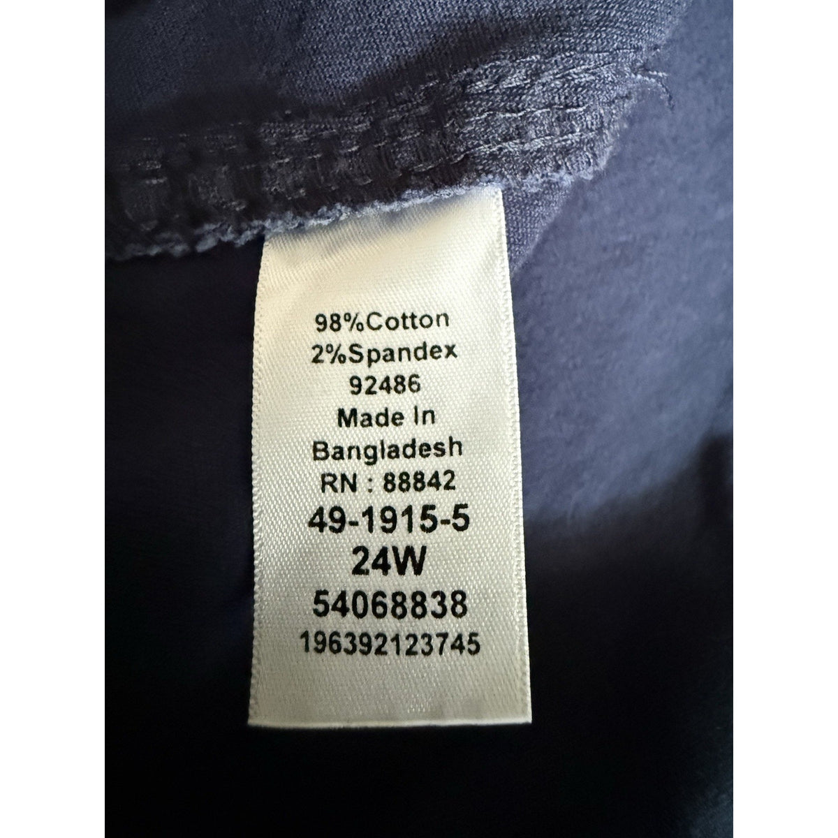 Woman Within Womens 24W Blue Stretch Capri Pants Cotton Plus Size Casual Pockets